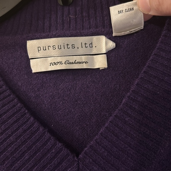 Pursuits Ltd. Women’s Cashmere V Neck Sweater Purple Size Large - Picture 4 of 9
